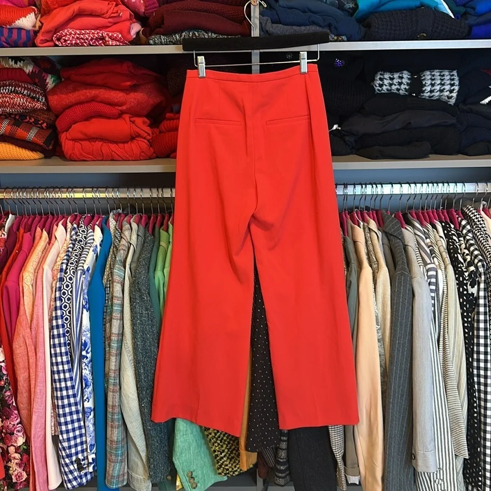 Alice + Olivia orangey red cropped 2 pocket wide leg trousers size 0